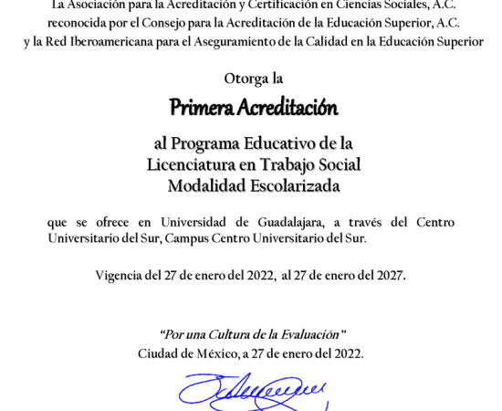 Acreditación de calidad para Trabajo Social